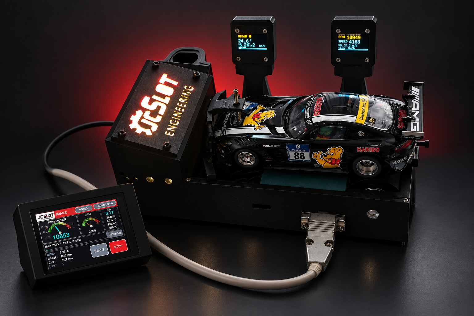 JC SLOT DRIVER real con coche, sensores y pantalla táctil